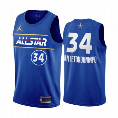 Maillot Basket Homme Milwaukee Bucks Giannis Antetokounmpo 34 2021 All-Star Jordan Brand Bleu Swingman